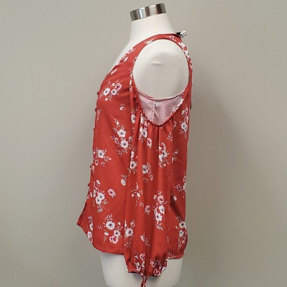L'Academie Floral Print Cold Shoulder Blouse Sz XS NWT - Picture 5 of 11
